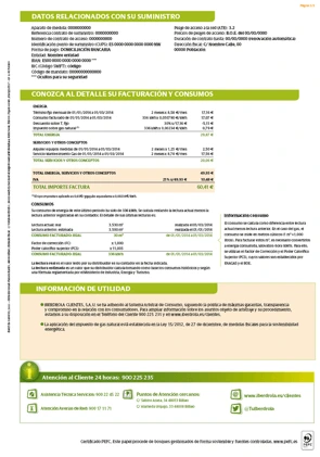 Reverso de factura de gas natural Reverso de factura de gas natural